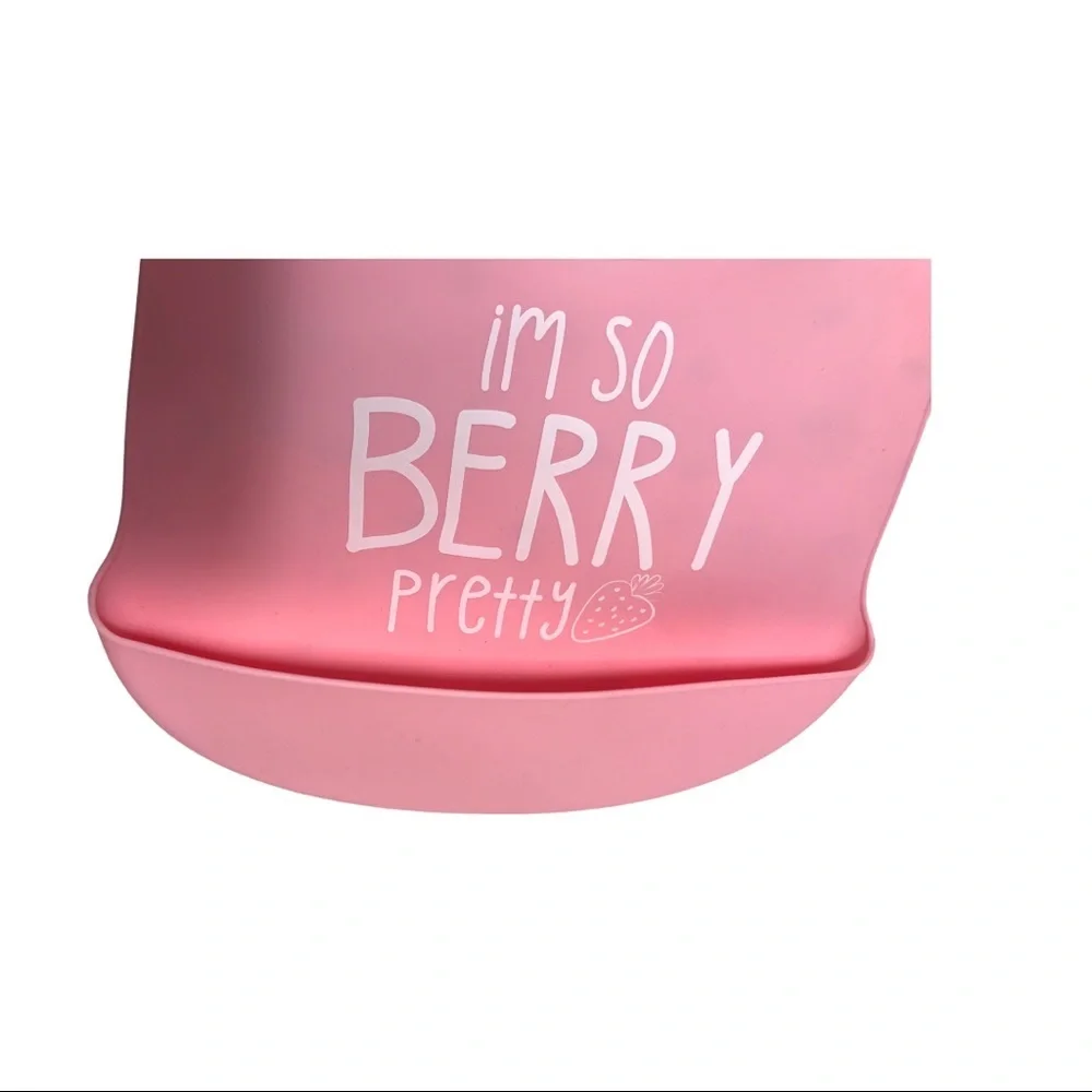 NWT Lila & Jack 2 Pack Silicone Bibs, Pink/White